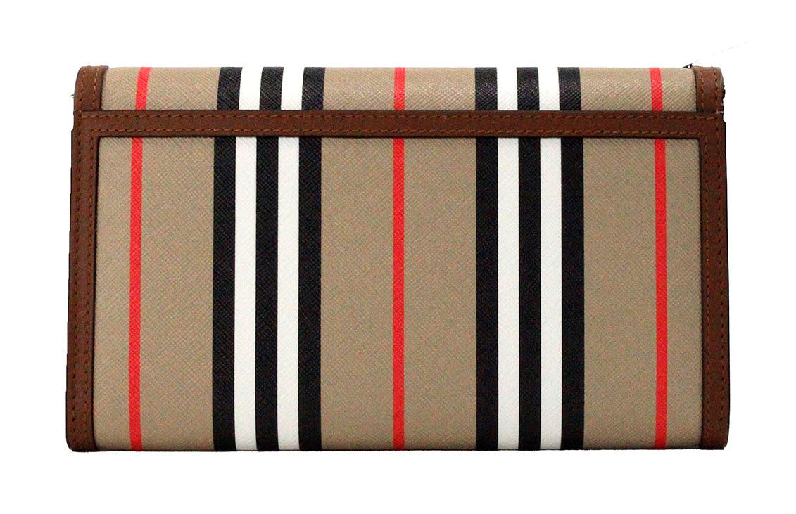 Sac à bandoulière portefeuille Burberry Hannah Icon Stripe Archive en cuir tanné végétal