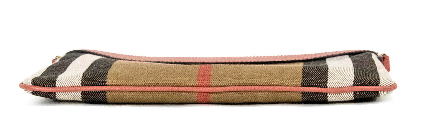 Burberry – Peyton House Check – Derby-Umhängetasche aus genarbtem Leder in Zimtrot