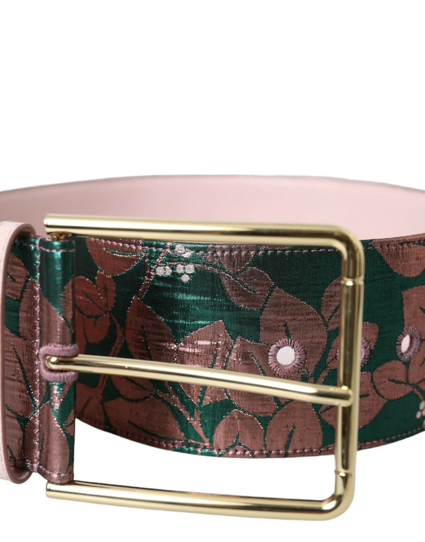 Ceinture Dolce & Gabbana en jacquard floral multicolore et lurex avec boucle dorée