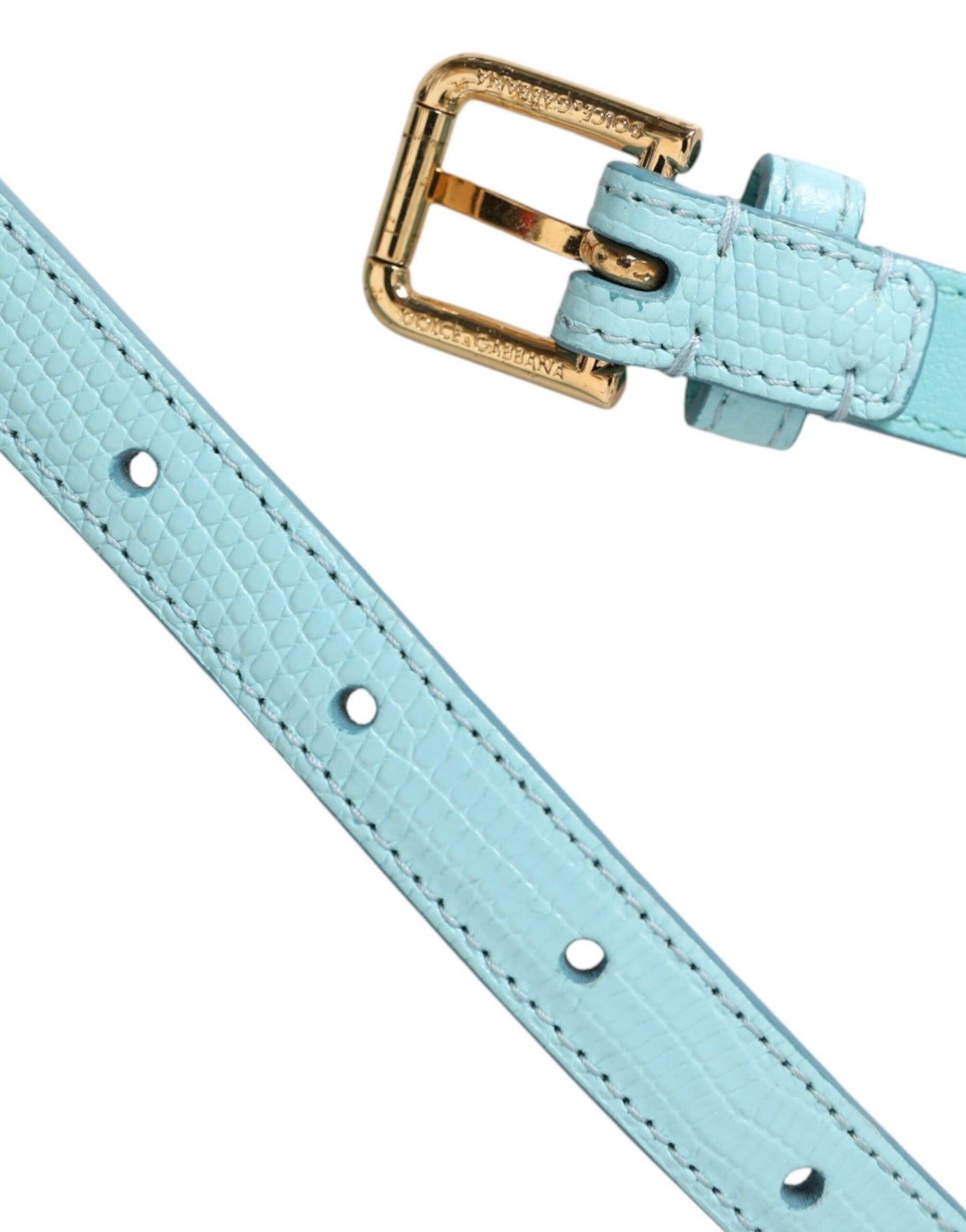Ceinture Dolce & Gabbana en cuir bleu clair avec chaîne en cristal