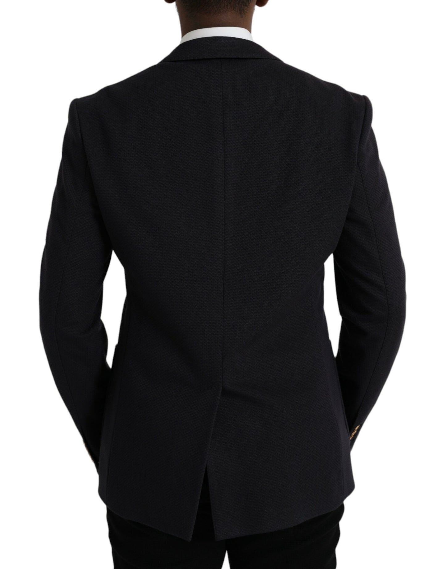 Blazer croisé bleu foncé Dolce & Gabbana à motif couronne et abeille