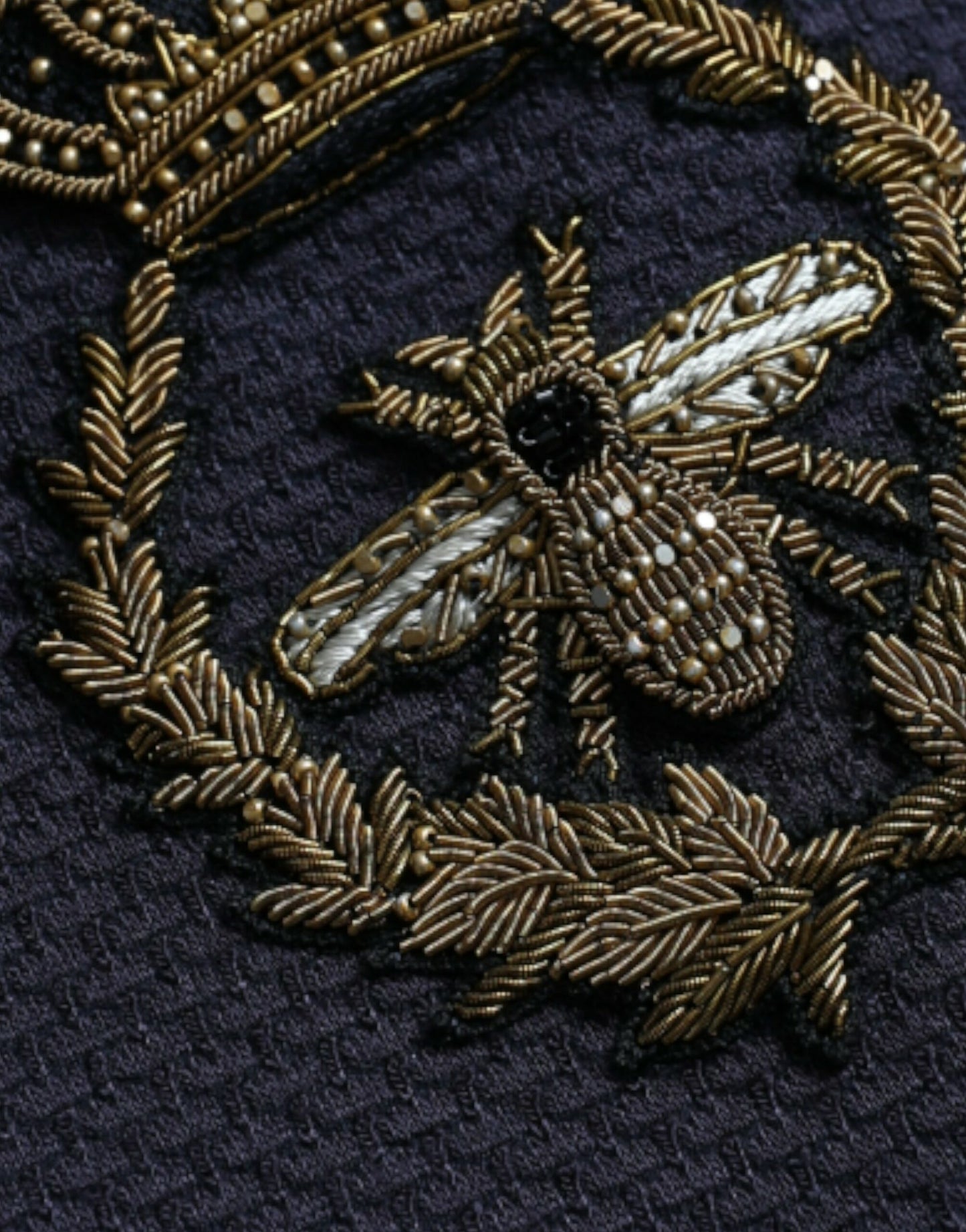 Blazer croisé bleu foncé Dolce & Gabbana à motif couronne et abeille