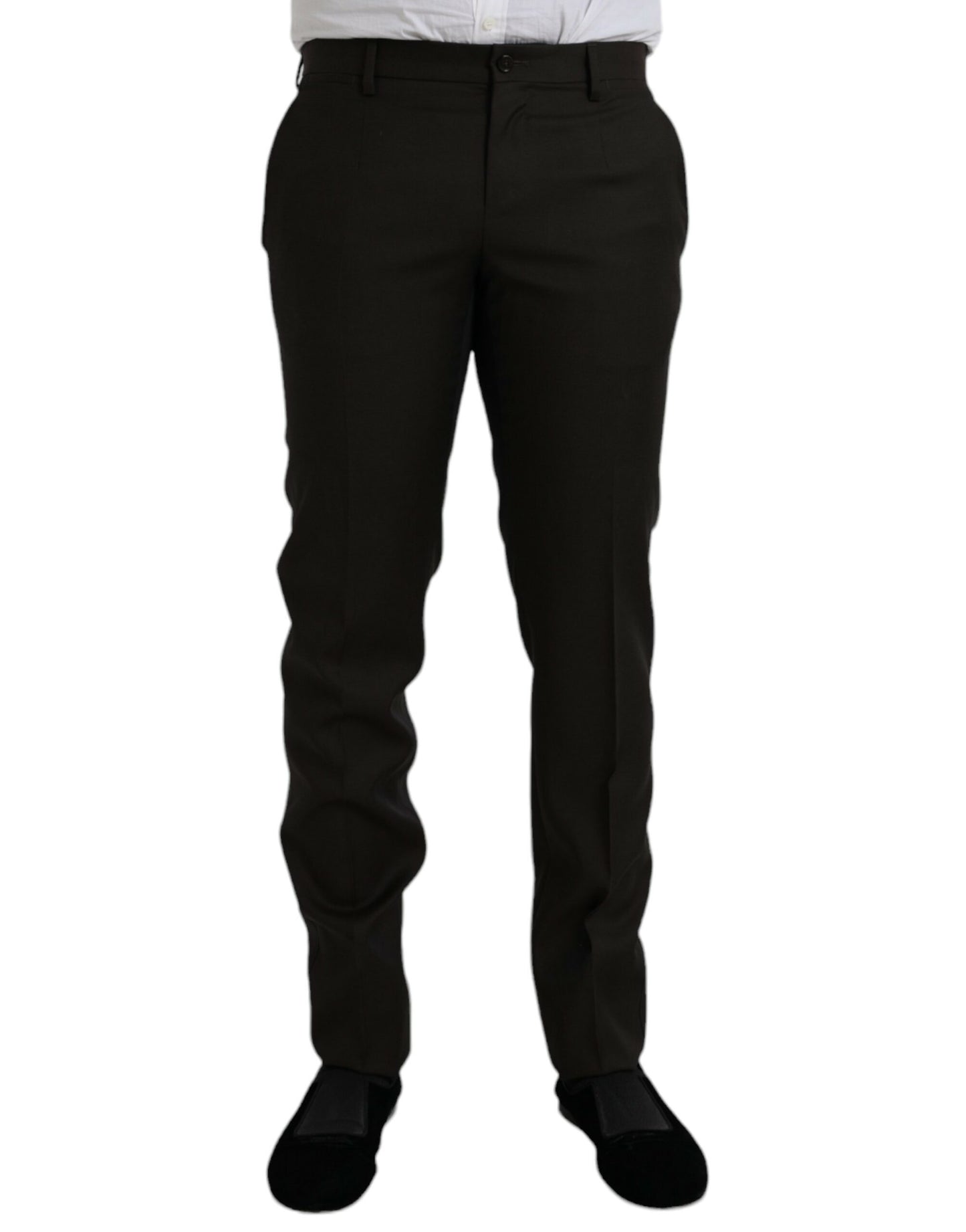 Pantalon habillé slim en laine marron foncé Dolce & Gabbana