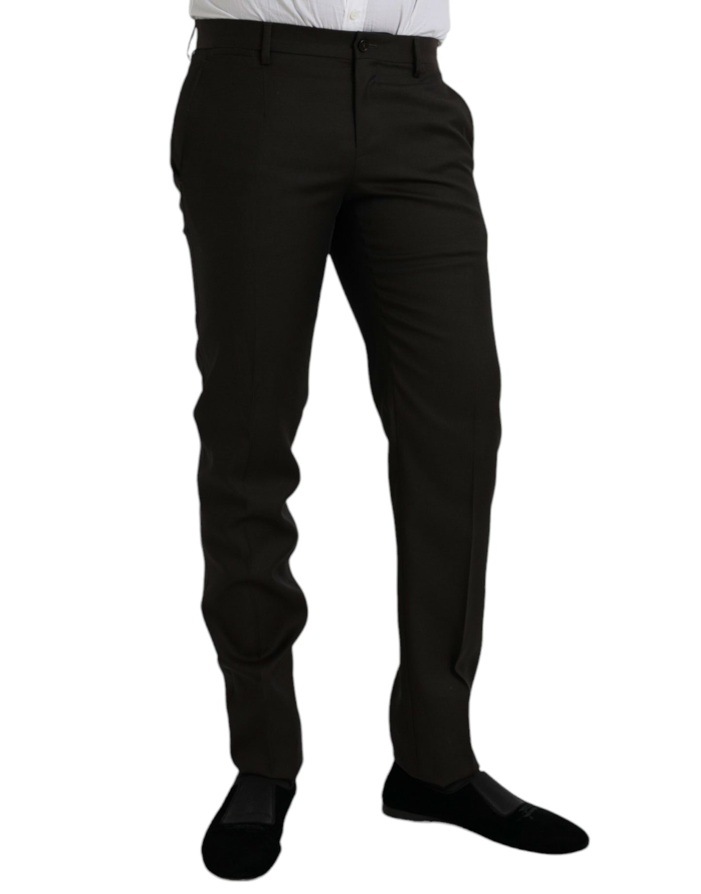 Pantalon habillé slim en laine marron foncé Dolce & Gabbana