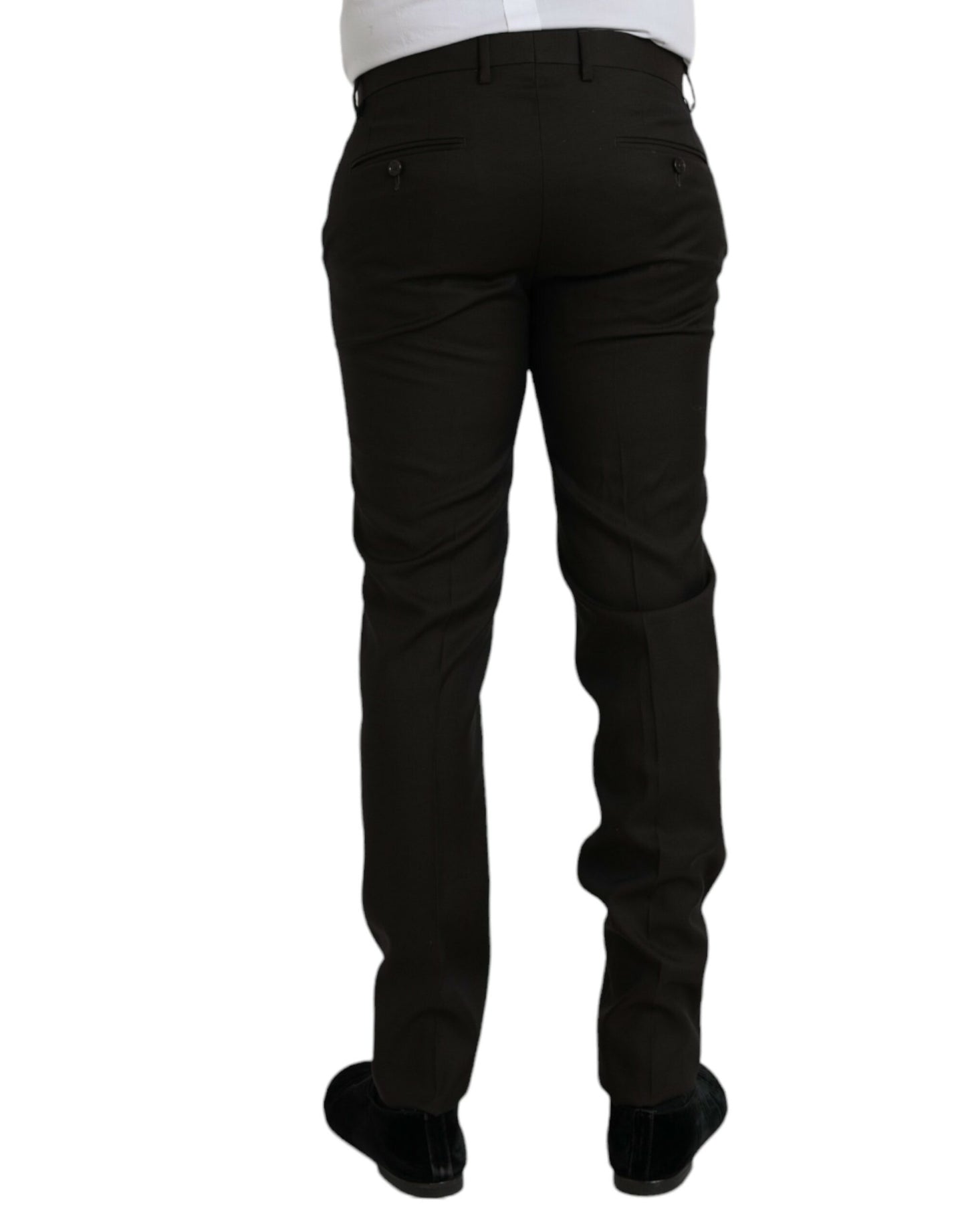 Pantalon habillé slim en laine marron foncé Dolce & Gabbana