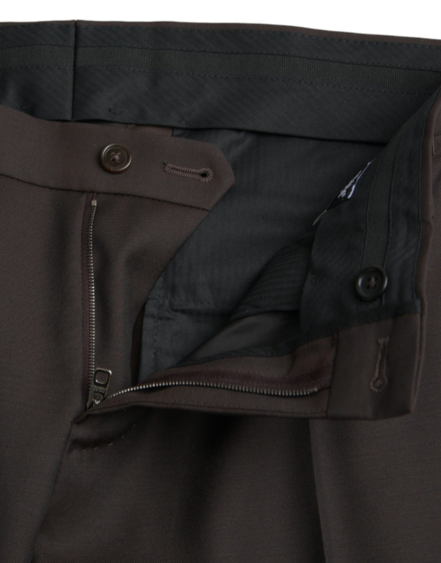 Pantalon habillé slim en laine marron foncé Dolce & Gabbana