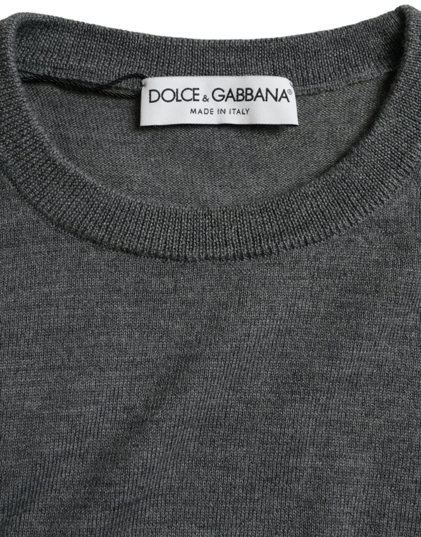 Pull ras du cou en laine gris foncé Dolce & Gabbana