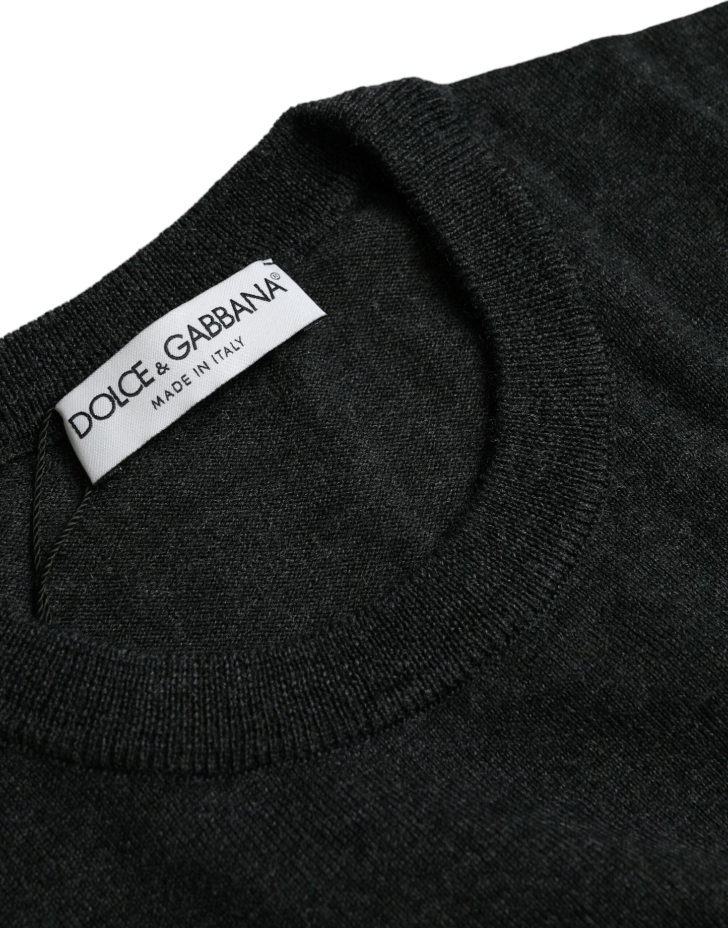 Pull ras du cou en laine gris foncé Dolce & Gabbana