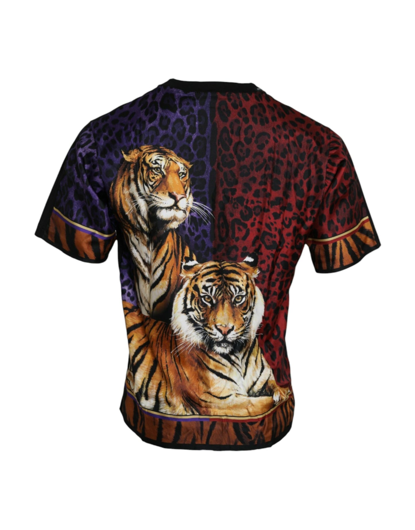 T-shirt à manches courtes en coton imprimé tigre multicolore Dolce & Gabbana