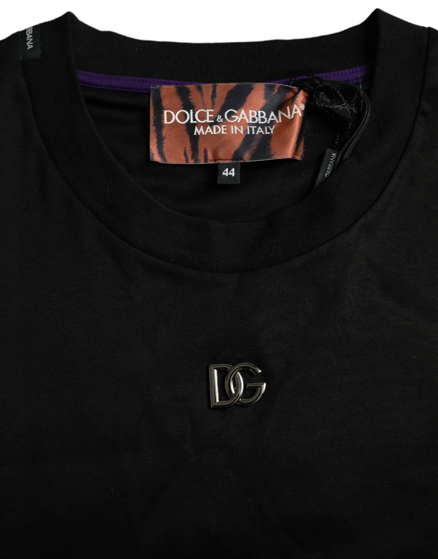 T-shirt à manches courtes en coton imprimé tigre multicolore Dolce & Gabbana