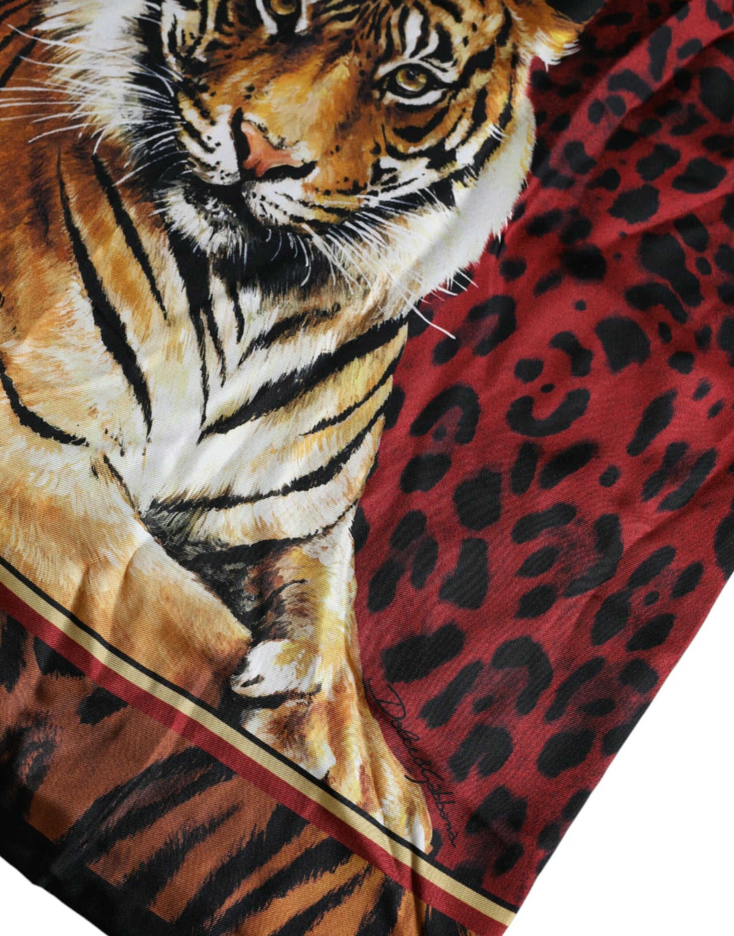 T-shirt à manches courtes en coton imprimé tigre multicolore Dolce & Gabbana