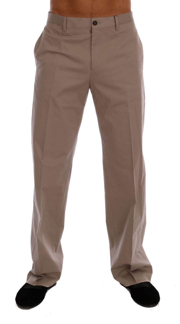 Pantalon chino en coton stretch beige Dolce & Gabbana