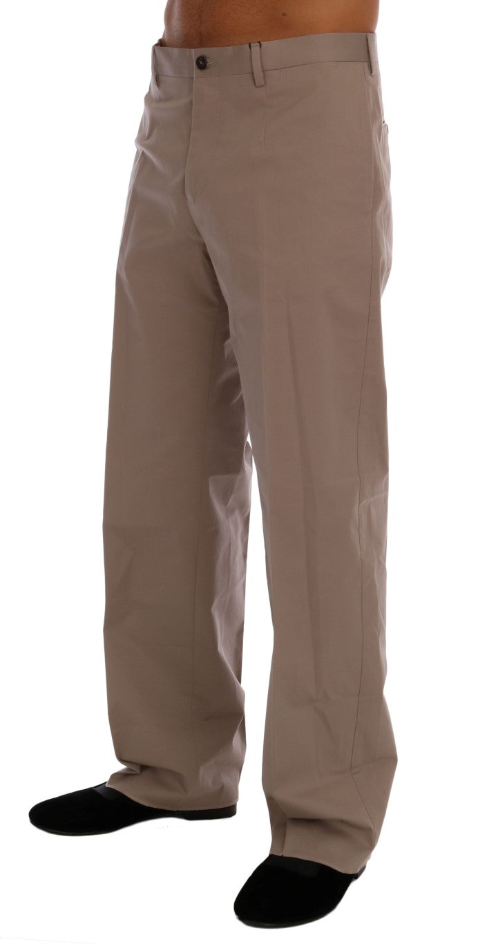 Pantalon chino en coton stretch beige Dolce & Gabbana