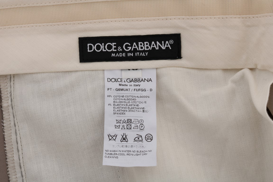Pantalon chino en coton stretch beige Dolce & Gabbana
