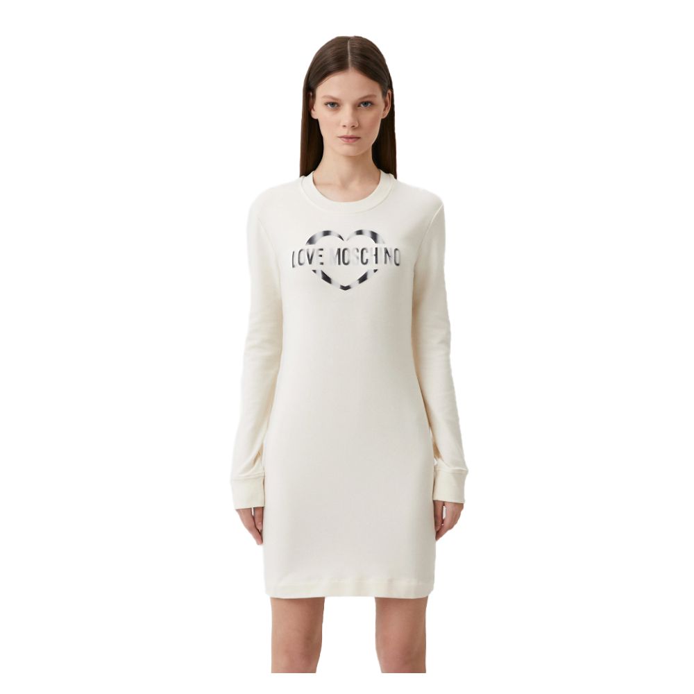 Robe chic en coton mélangé blanc Love Moschino avec logo