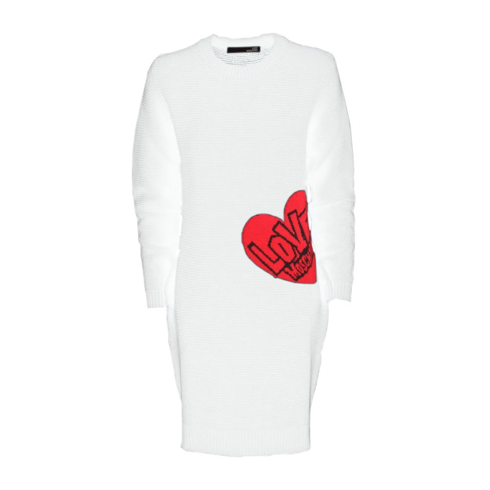 Robe en maille blanche à motif cœurs Love Moschino Chic