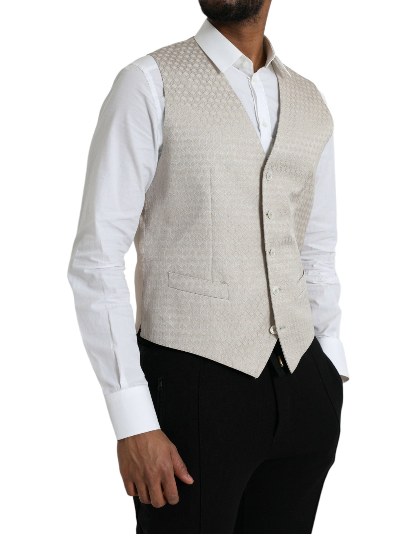 Dolce & Gabbana - Robe gilet en coton blanc cassé - Gilet habillé