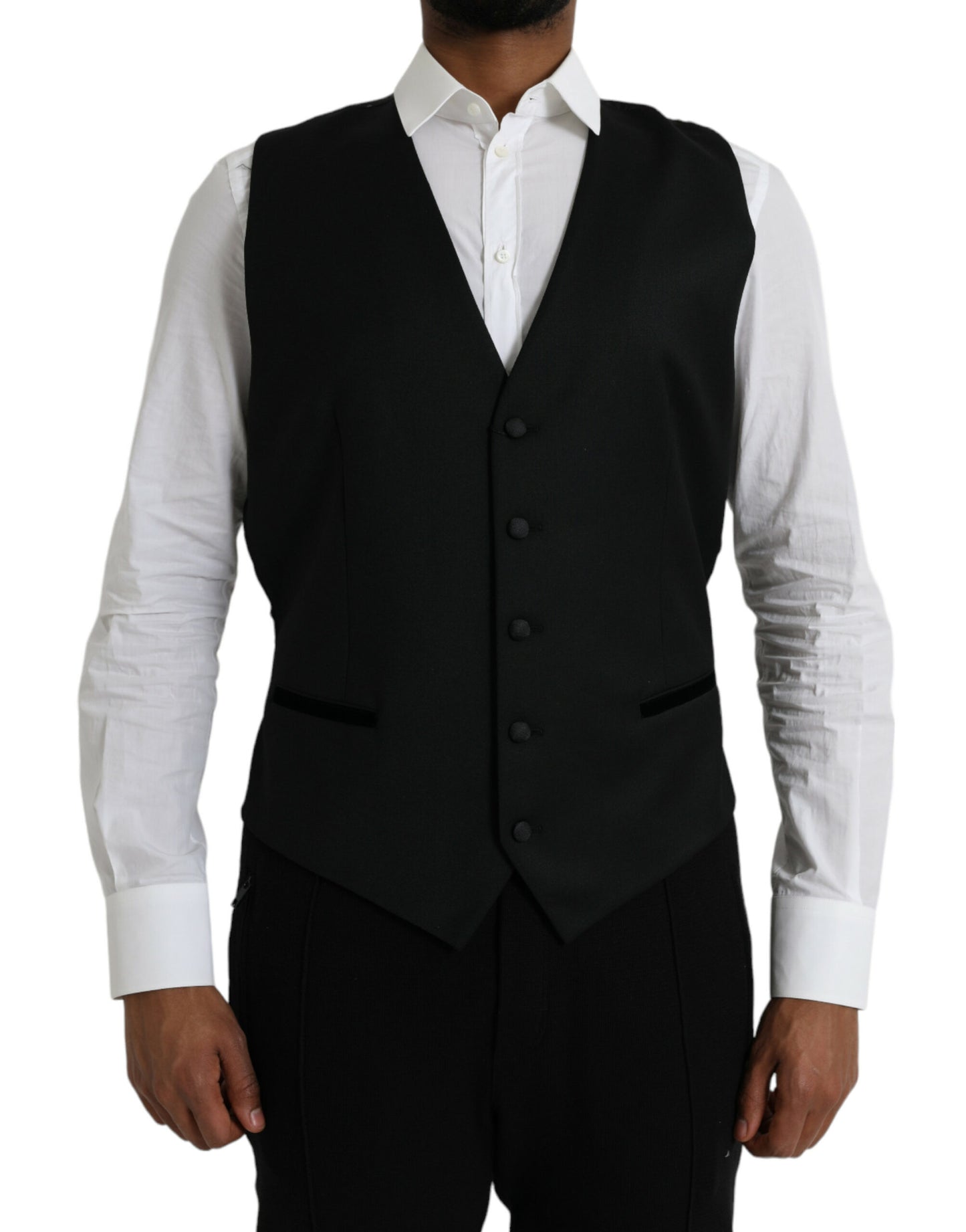 Robe gilet en soie noire Dolce & Gabbana