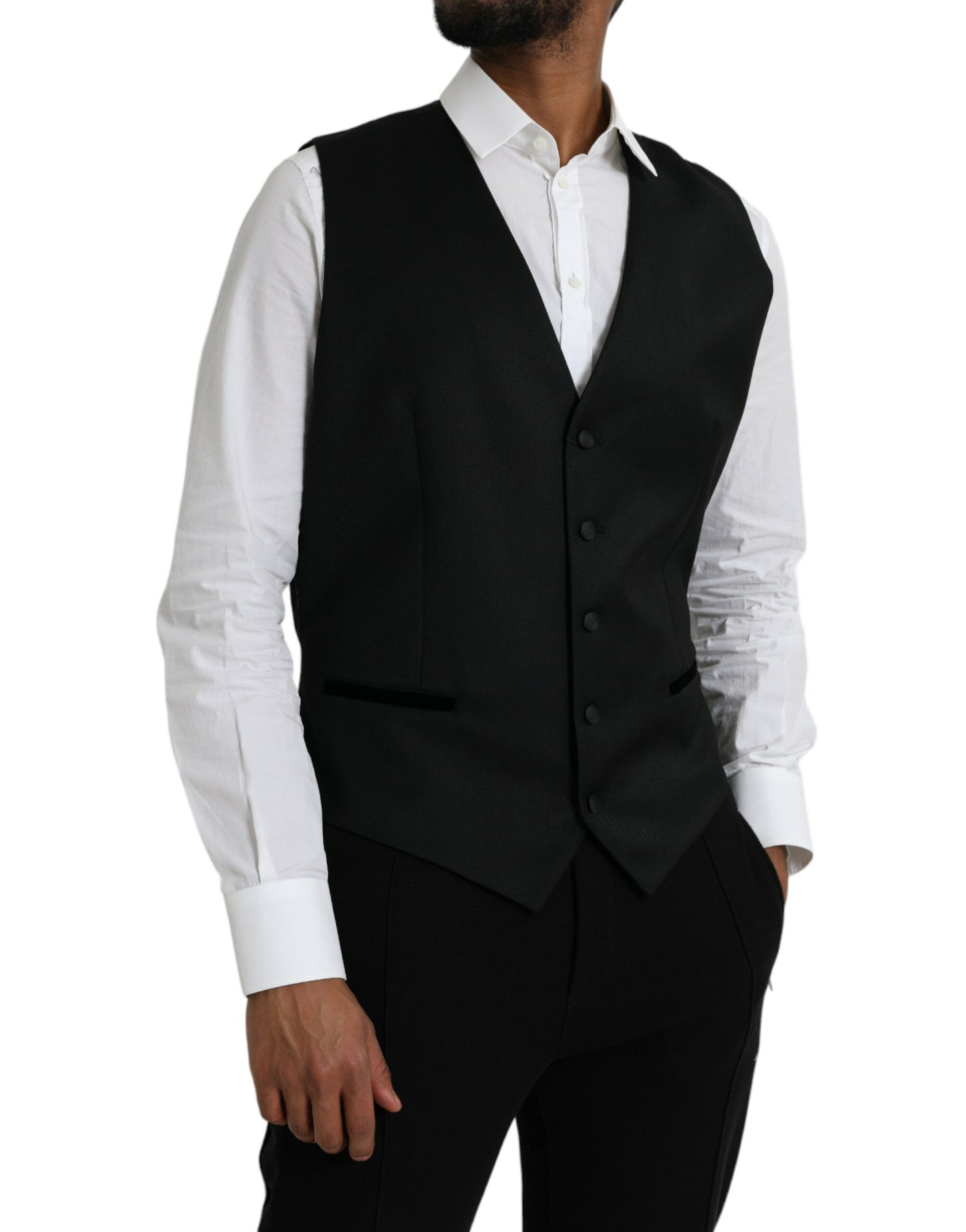 Robe gilet en soie noire Dolce & Gabbana