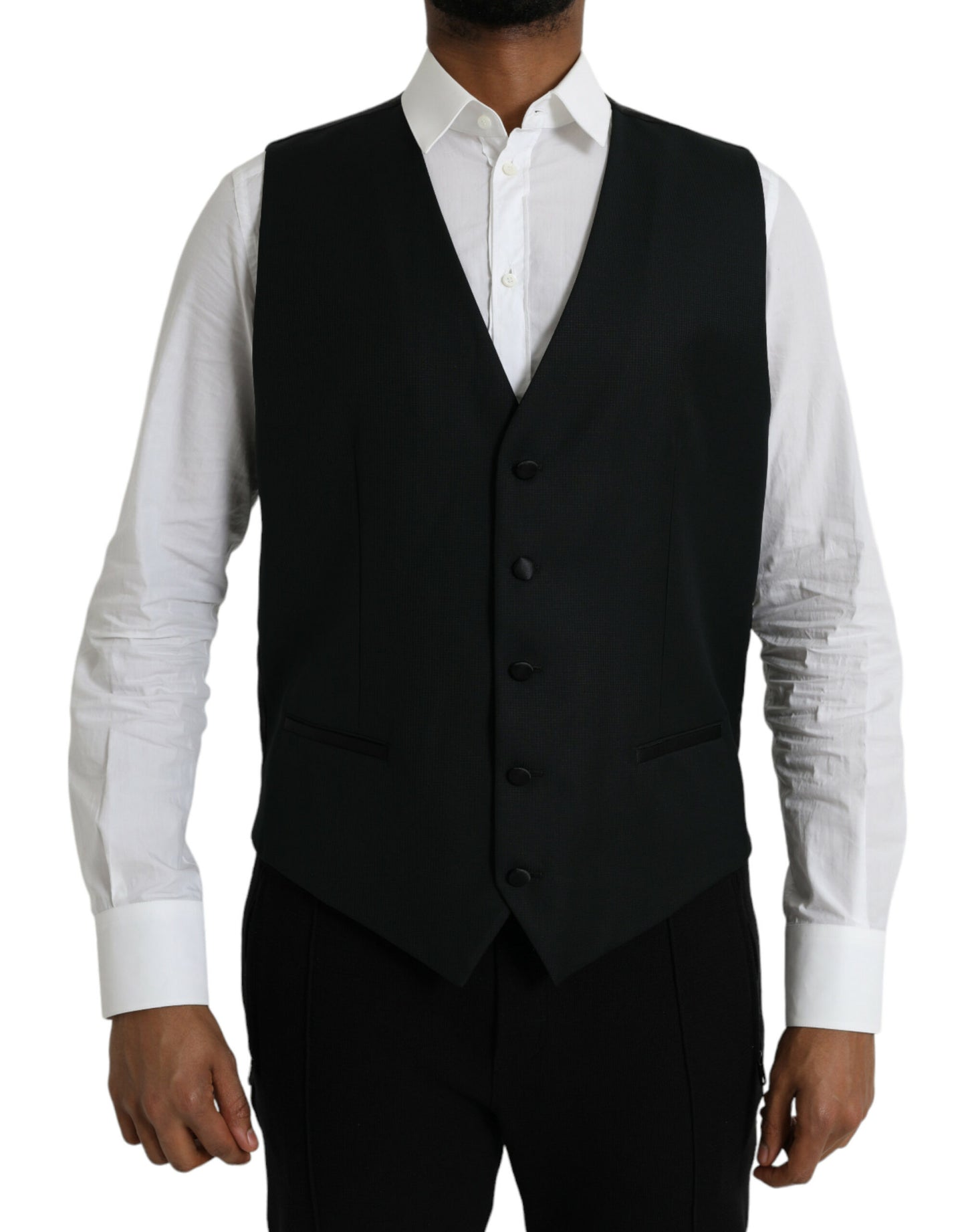Robe gilet en laine noire Dolce & Gabbana