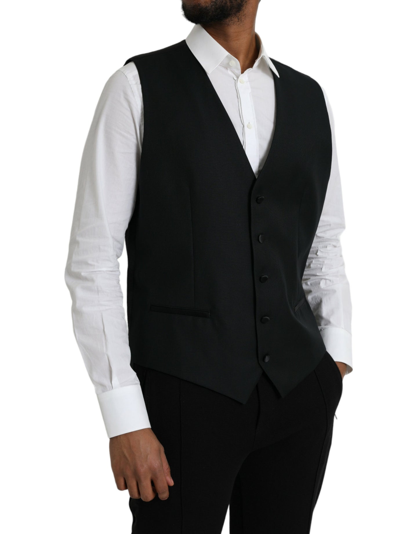 Robe gilet en laine noire Dolce & Gabbana