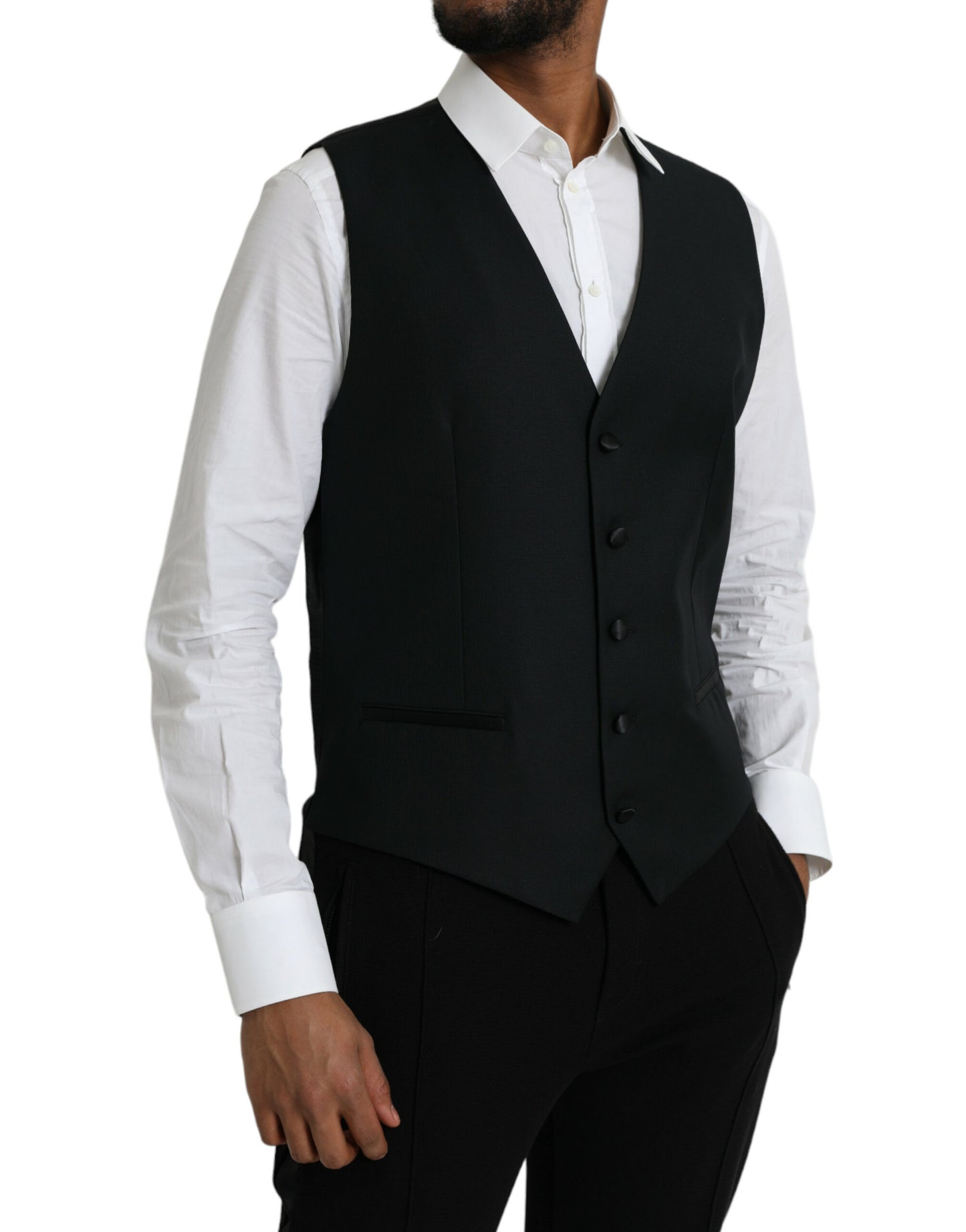 Robe gilet en laine noire Dolce & Gabbana