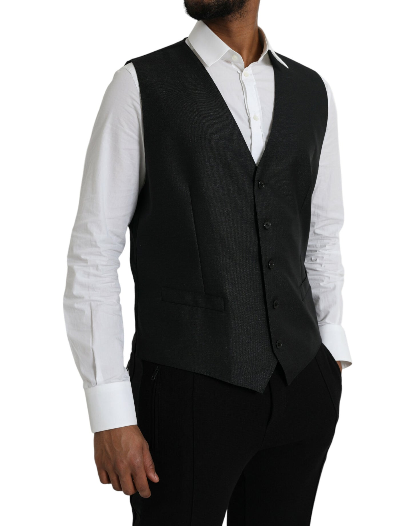 Robe gilet en laine noire Dolce & Gabbana