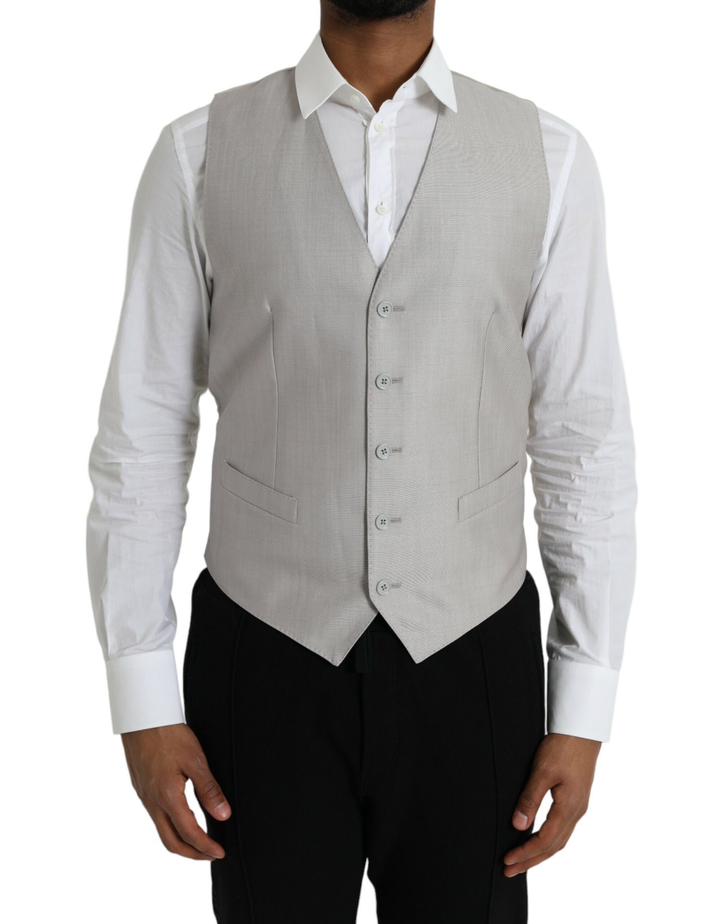 Gilet de soirée en laine gris clair Dolce & Gabbana