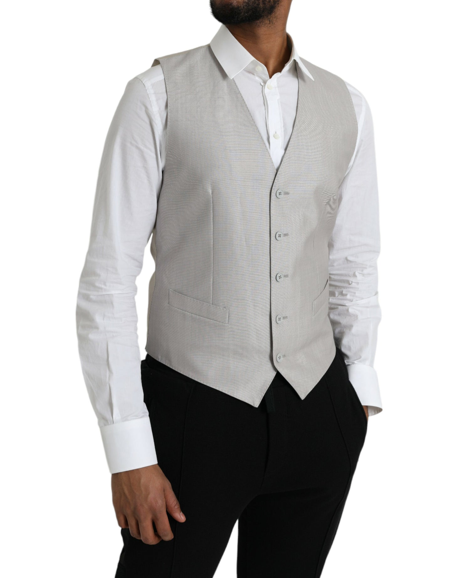 Gilet de soirée en laine gris clair Dolce & Gabbana