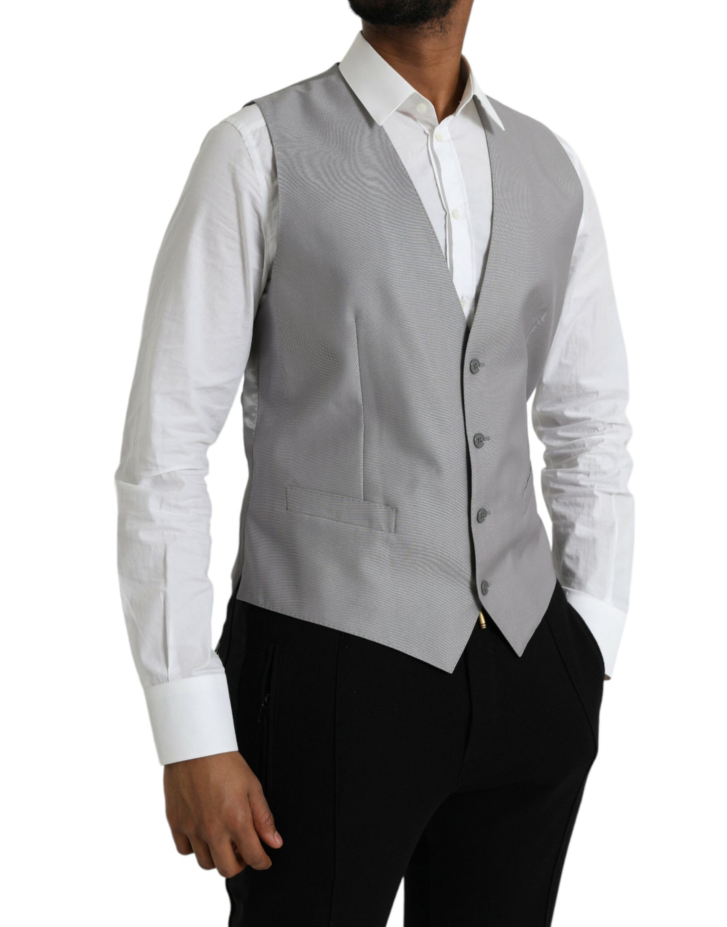 Gilet de soirée en laine gris clair Dolce & Gabbana