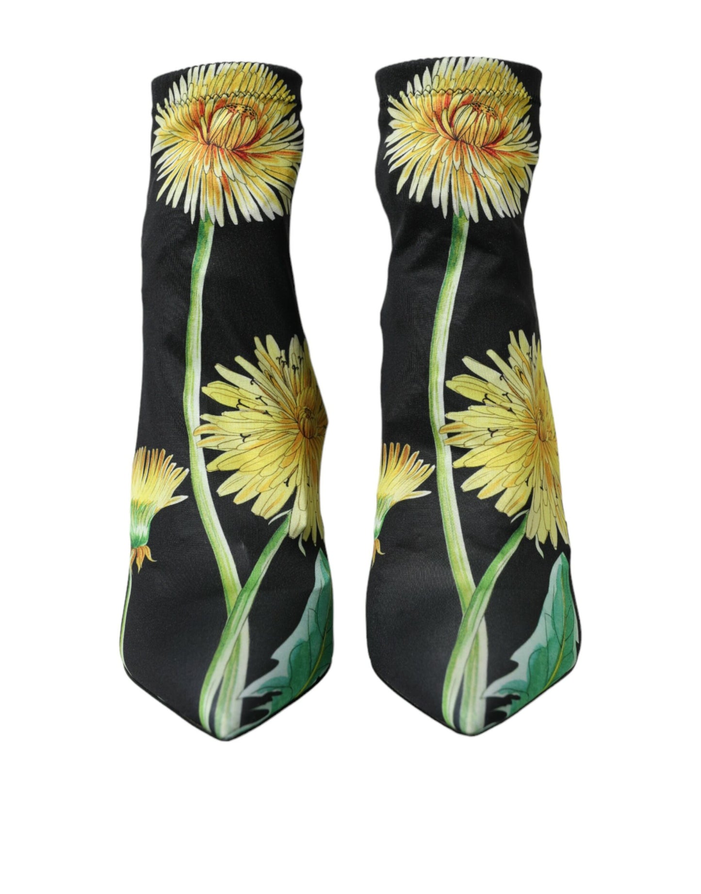 Bottines en jersey extensible noir à fleurs Dolce & Gabbana
