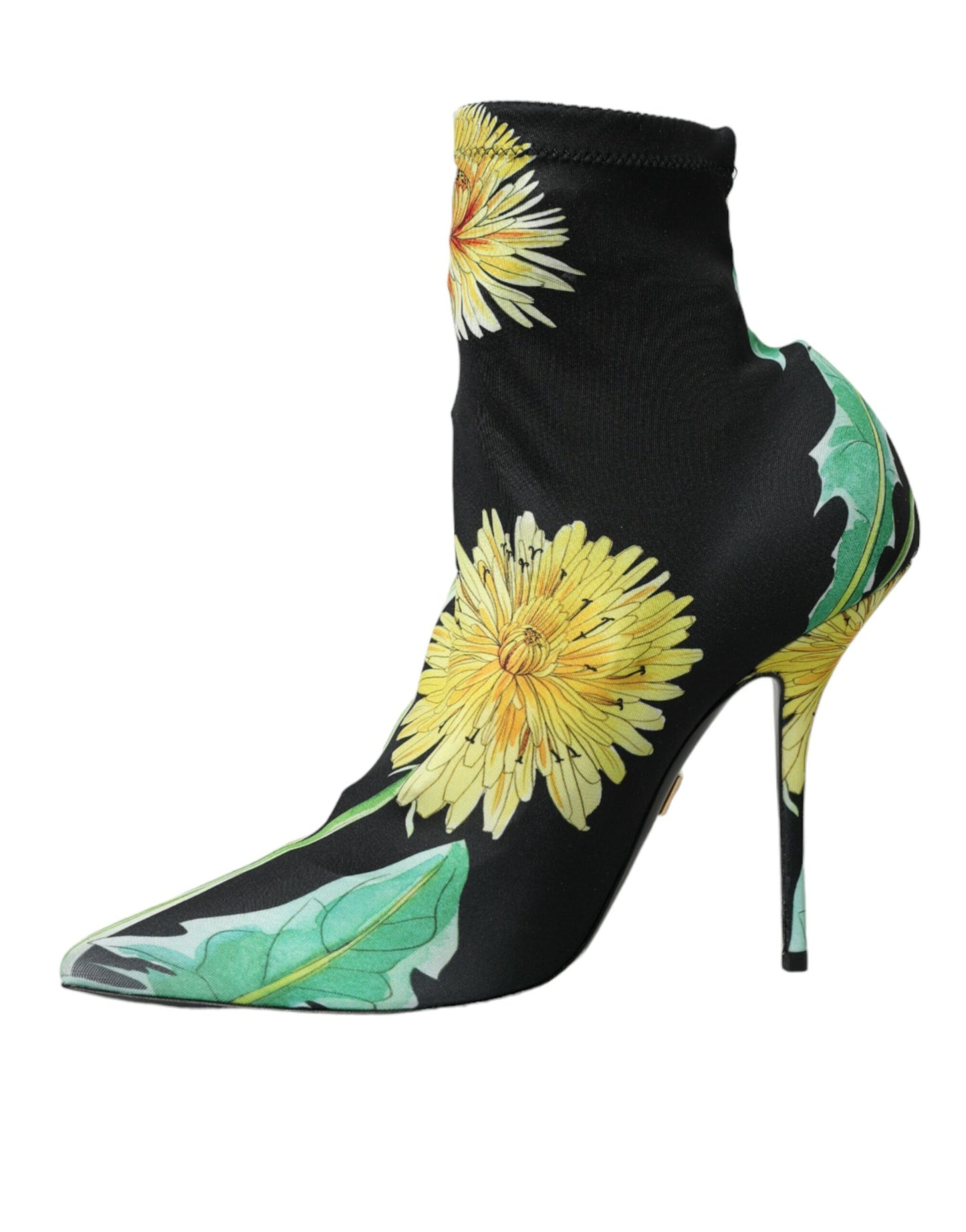 Bottines en jersey extensible noir à fleurs Dolce & Gabbana