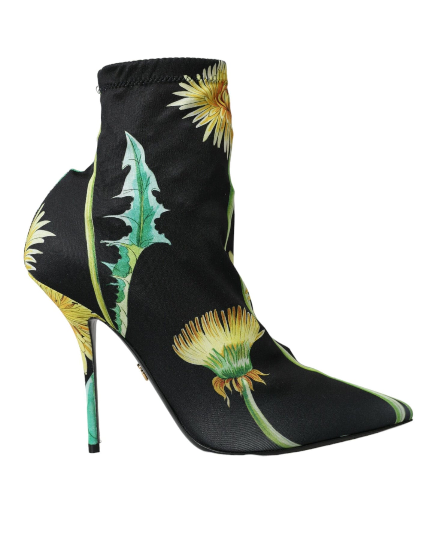 Bottines en jersey extensible noir à fleurs Dolce & Gabbana