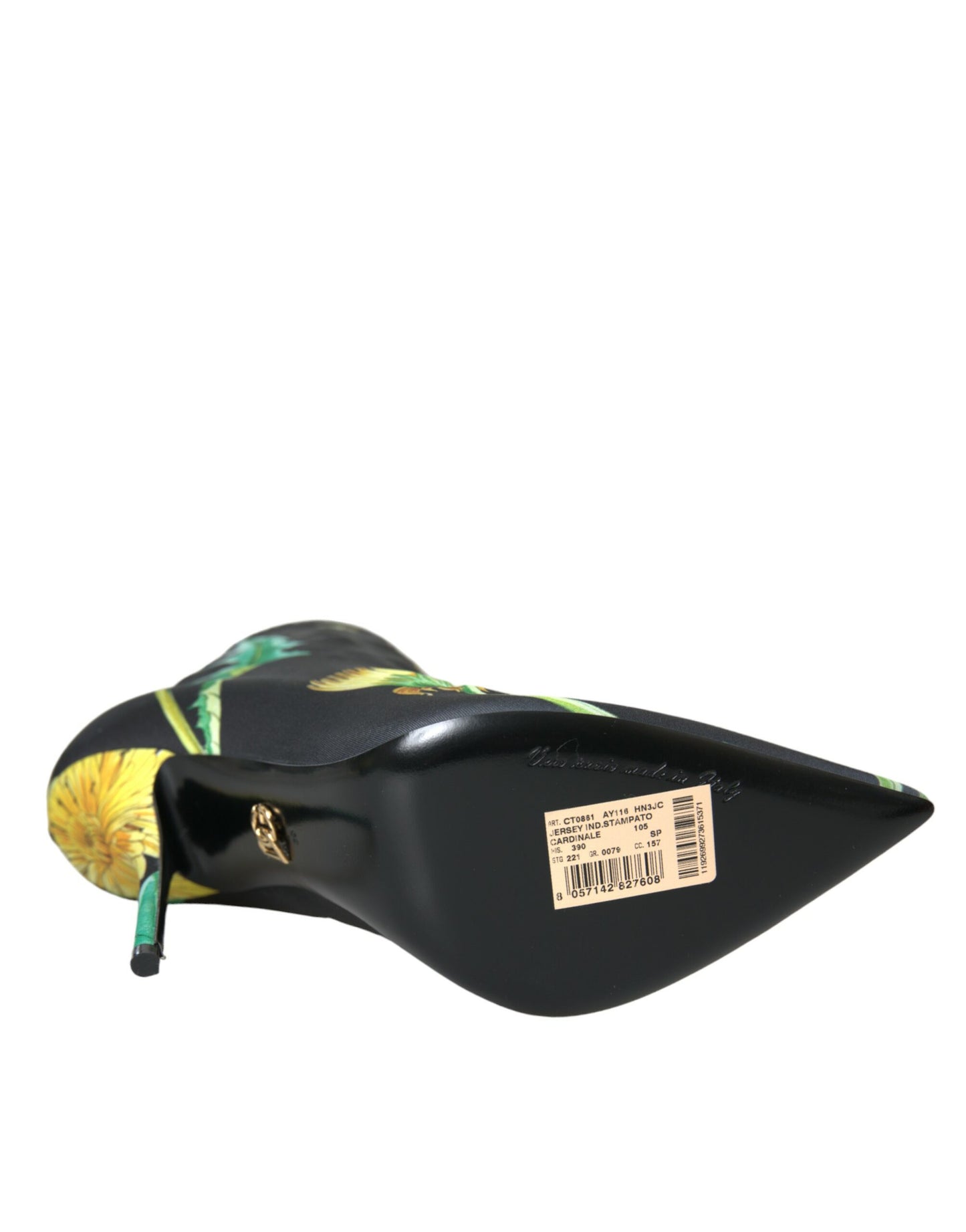Bottines en jersey extensible noir à fleurs Dolce & Gabbana