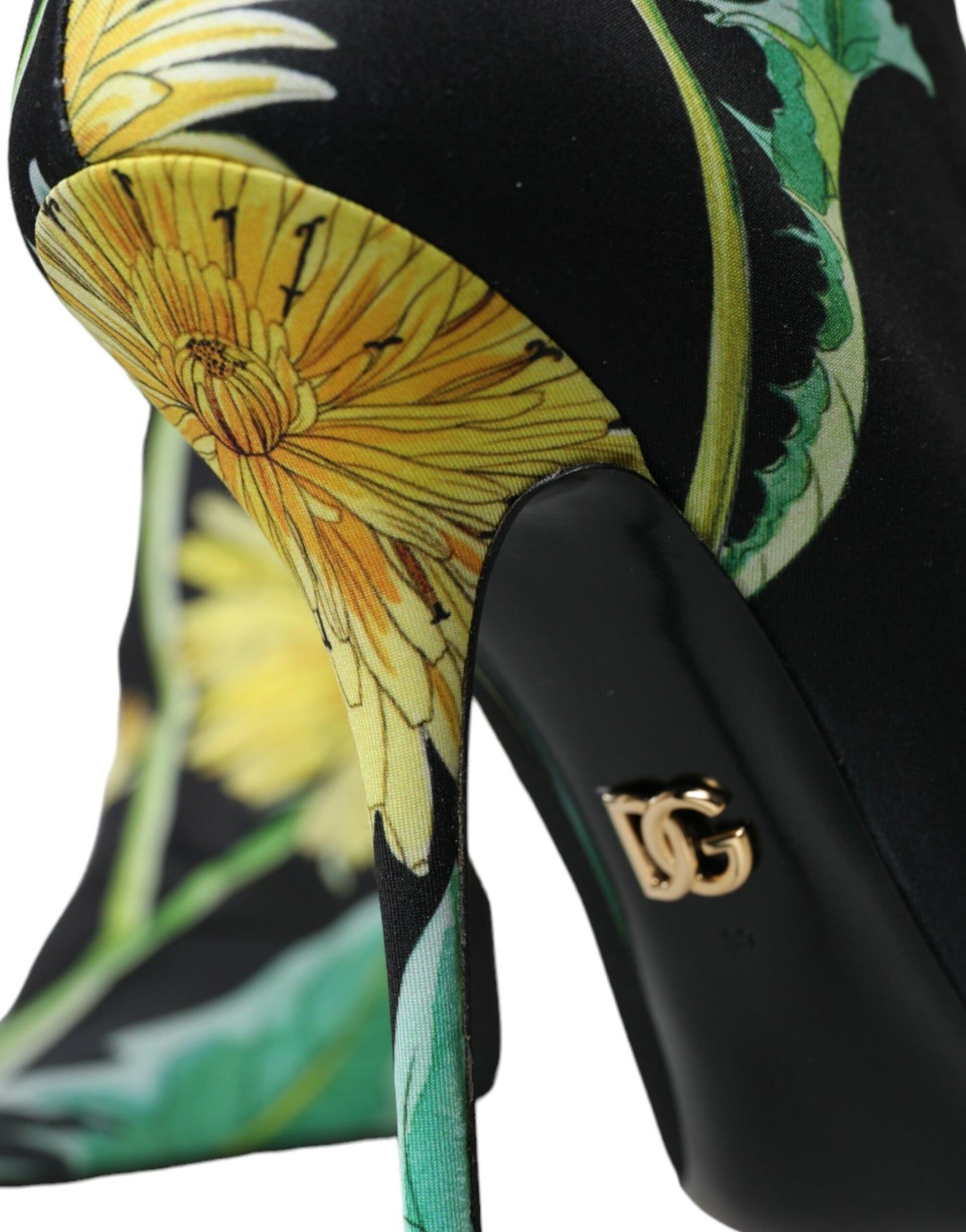 Bottines en jersey extensible noir à fleurs Dolce & Gabbana