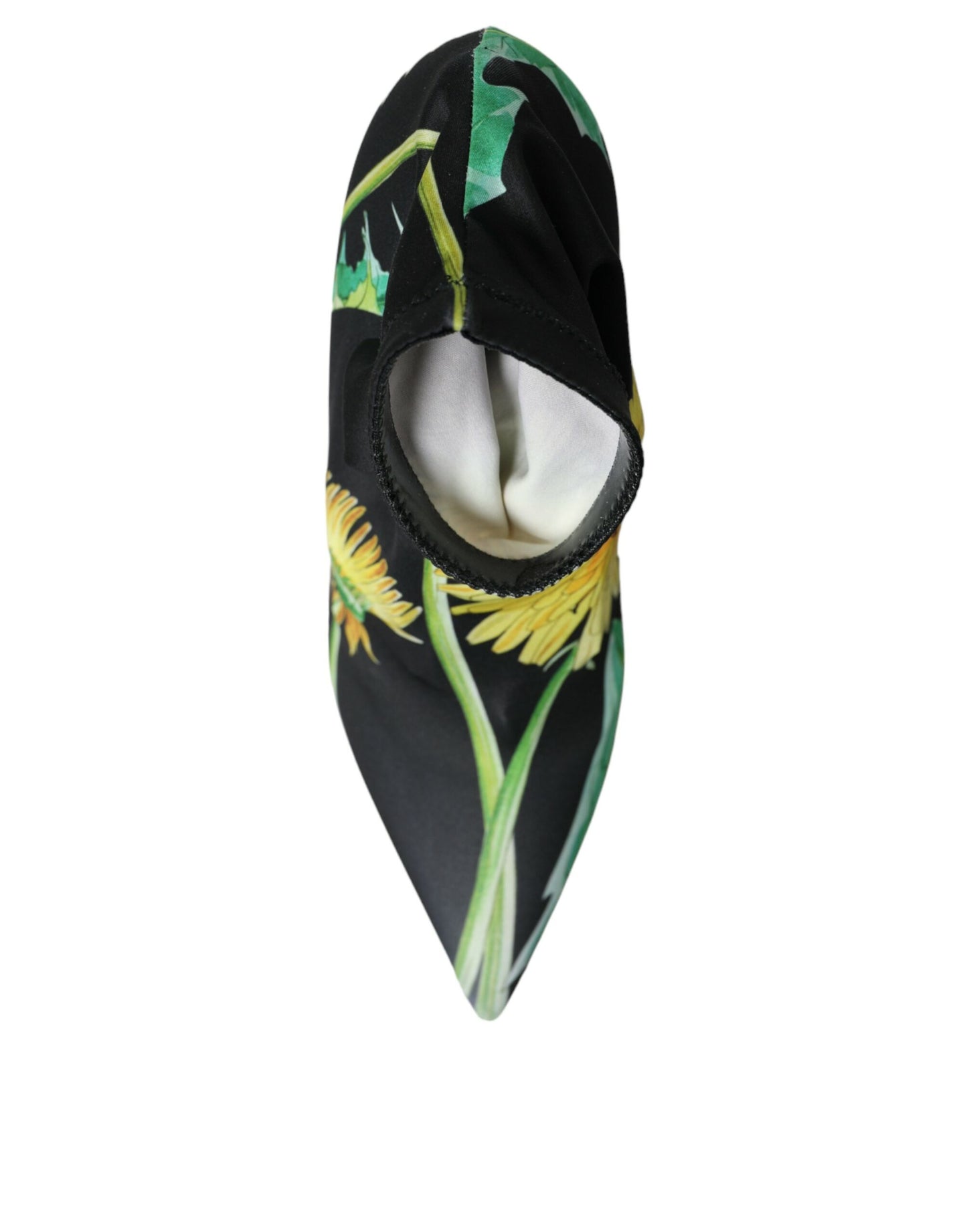 Bottines en jersey extensible noir à fleurs Dolce & Gabbana