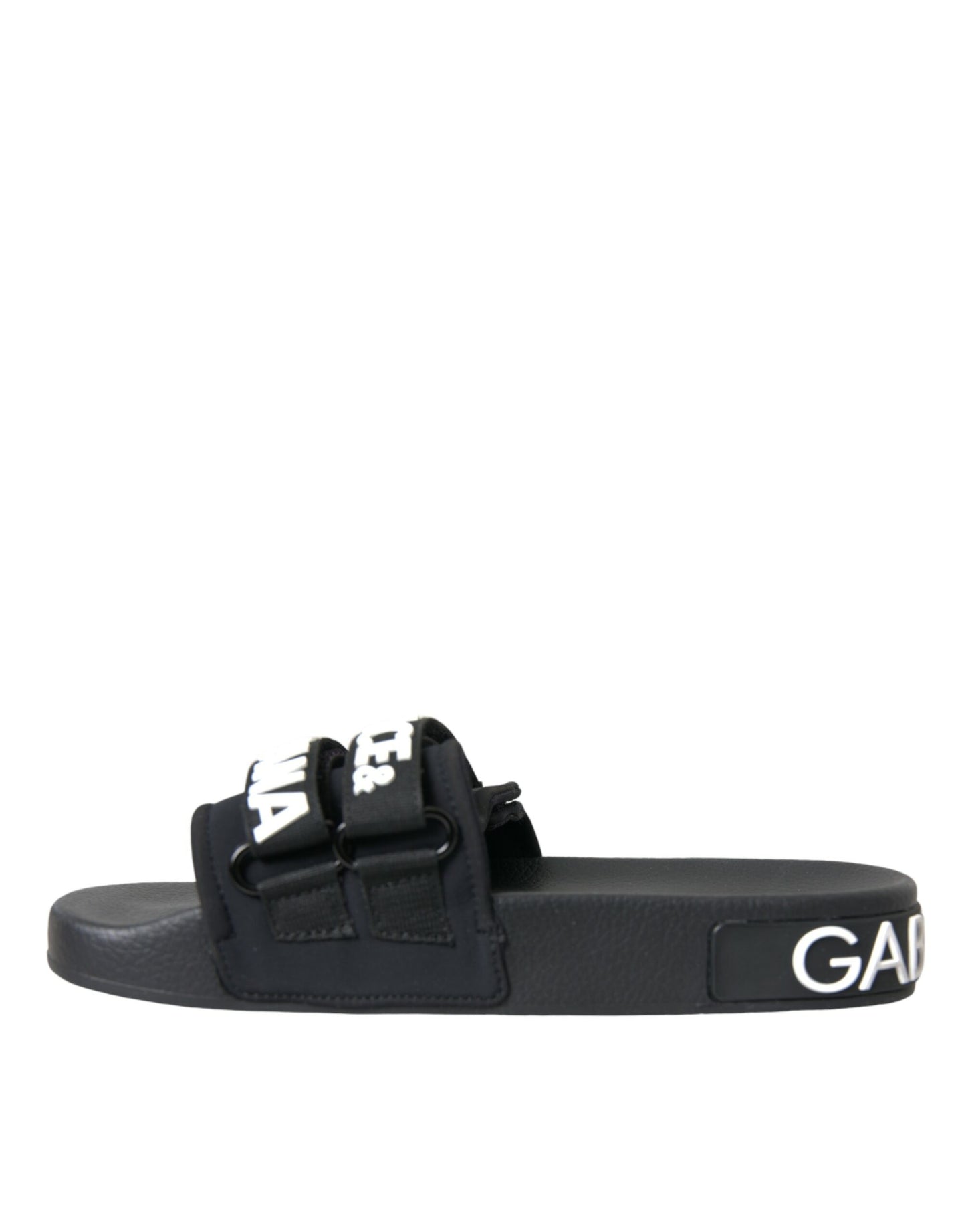 Claquettes plates en néoprène noir Dolce & Gabbana, chaussures de plage