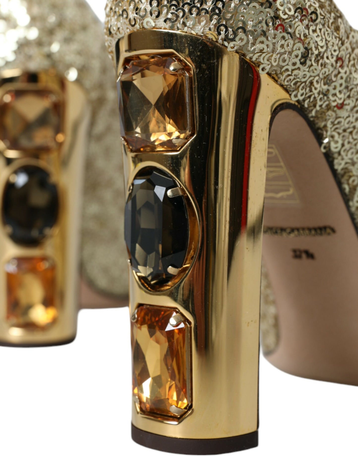Escarpins à talons et paillettes dorées Dolce & Gabbana