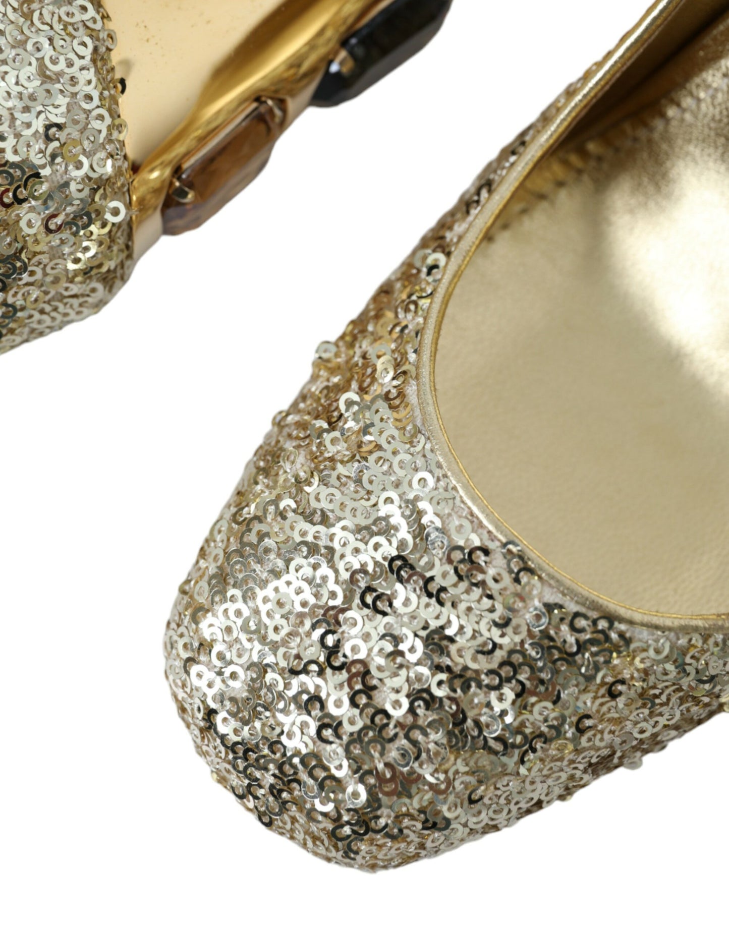 Escarpins à talons et paillettes dorées Dolce & Gabbana