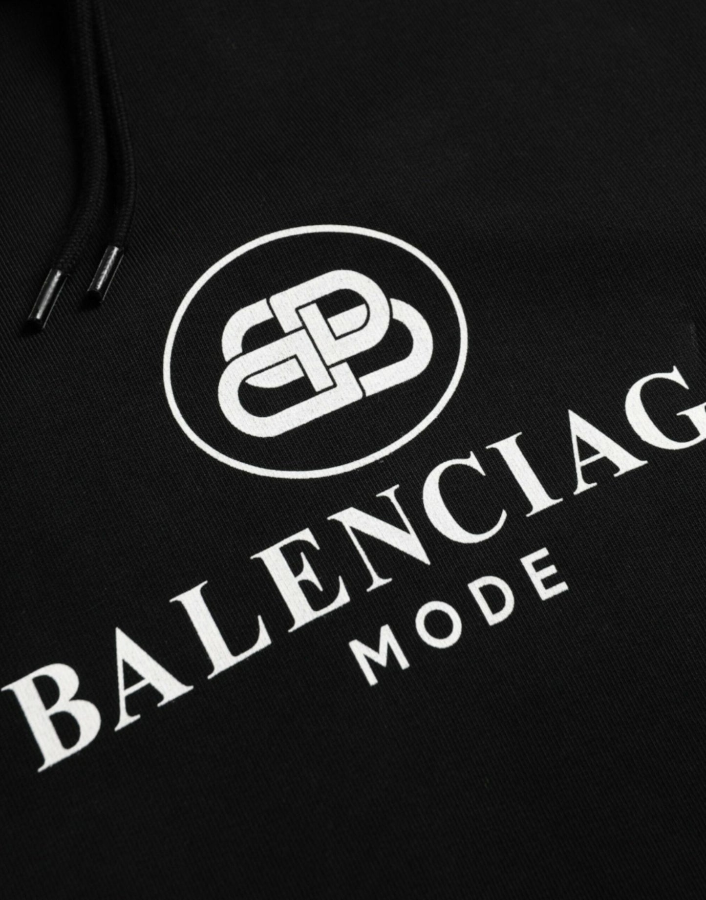 Pull-over à capuche en coton noir avec logo Balenciaga