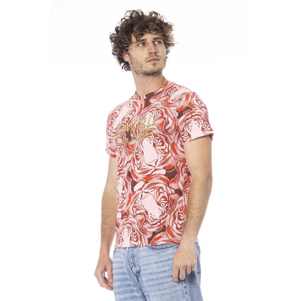 Cavalli Class Rotes Herren-T-Shirt aus Baumwolle