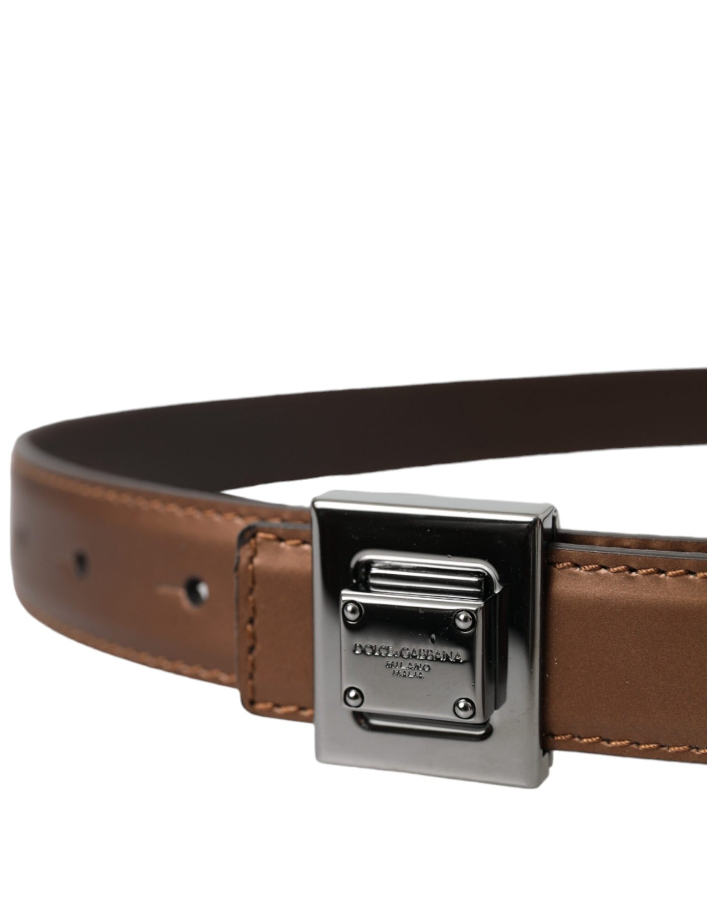 Ceinture Dolce & Gabbana en cuir bronze avec boucle carrée en métal
