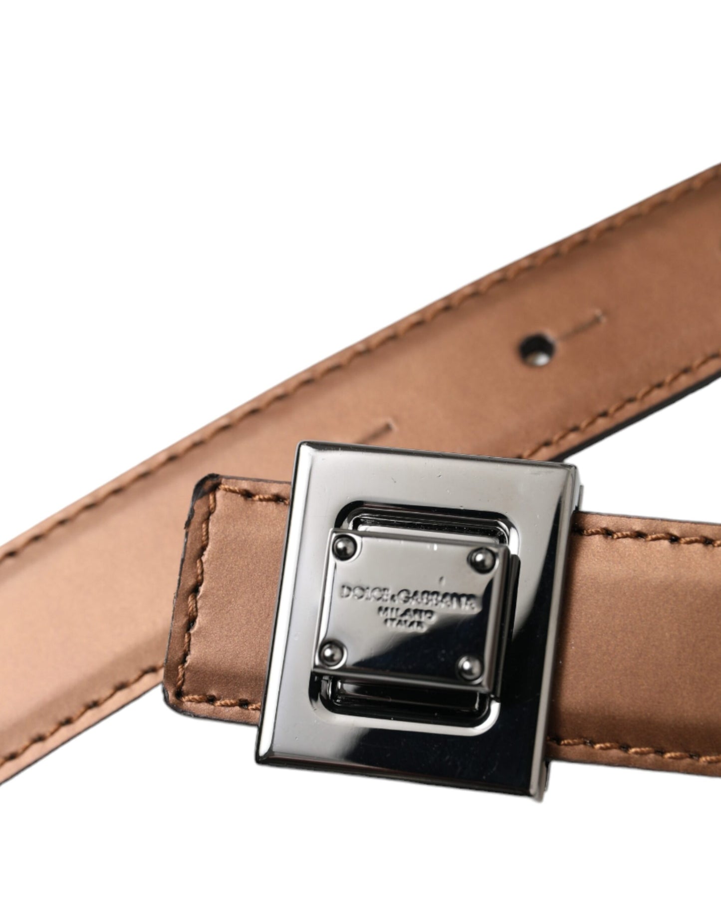 Ceinture Dolce & Gabbana en cuir bronze avec boucle carrée en métal
