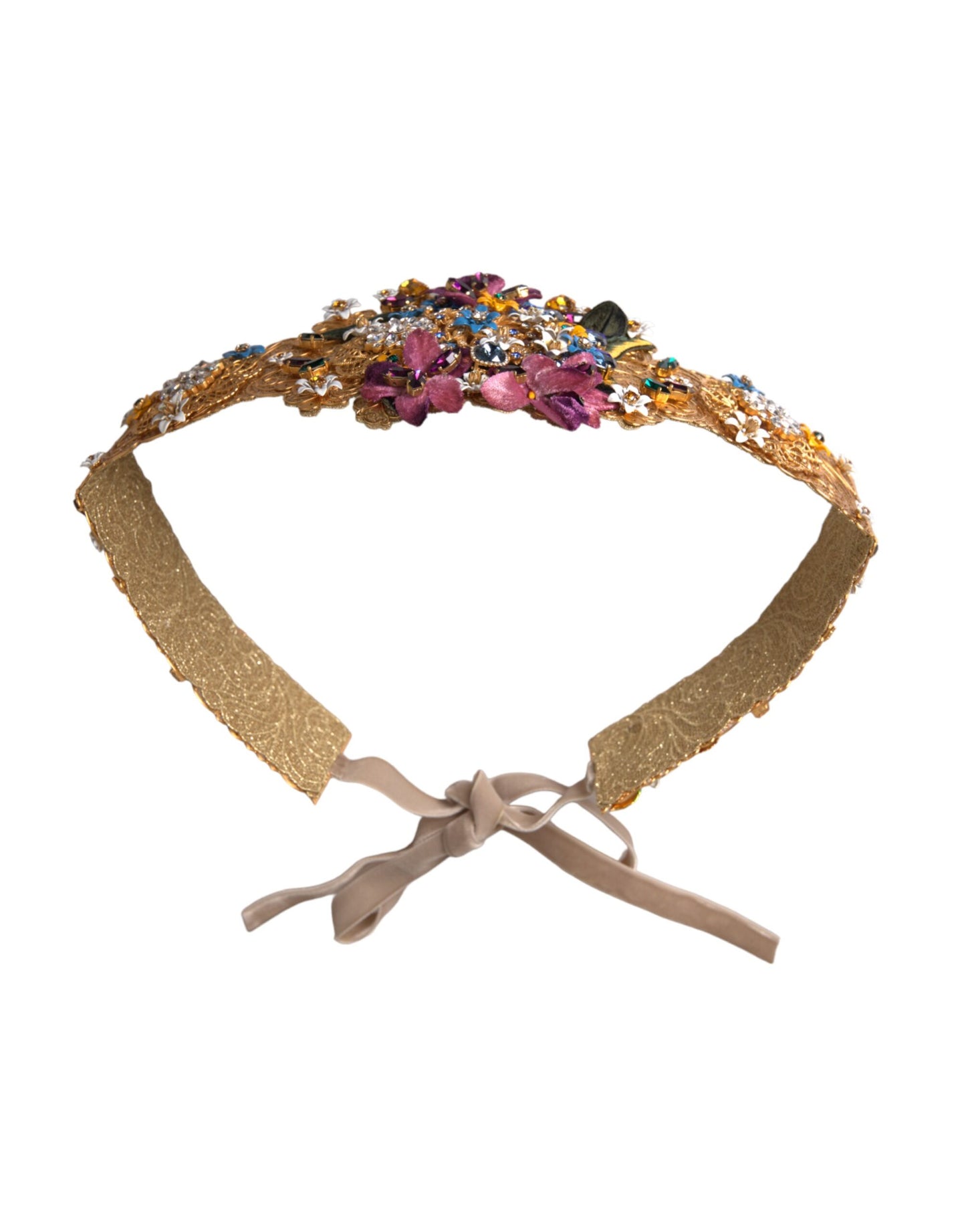 Ceinture large Dolce & Gabbana à ornements floraux multicolores et cristaux