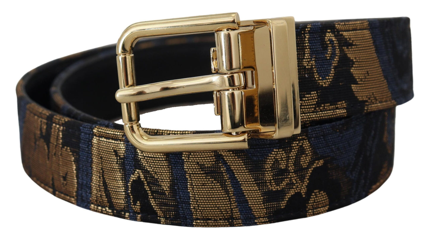 Ceinture à boucle logo en cuir jacquard multicolore Dolce & Gabbana