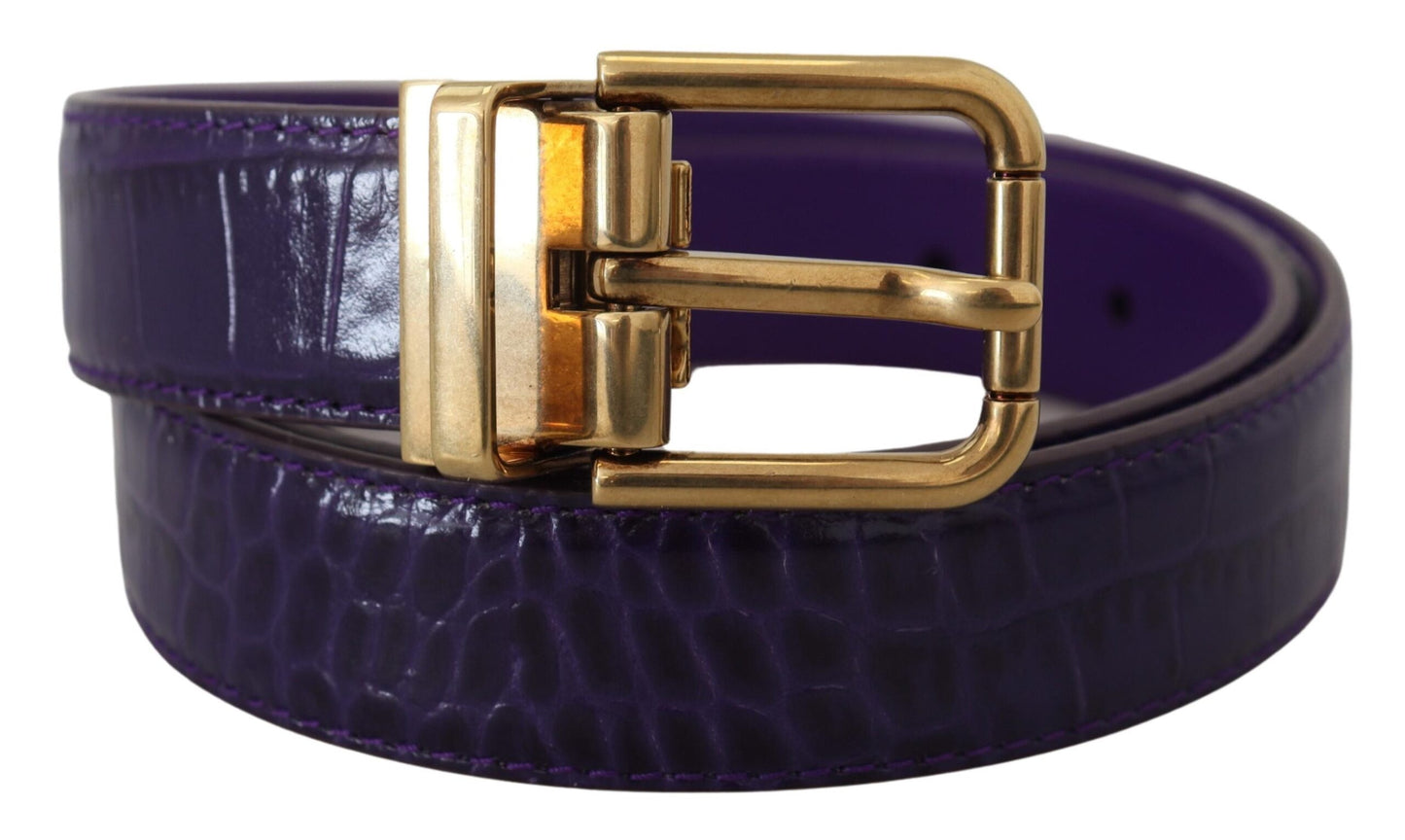 Ceinture Dolce & Gabbana en cuir exotique violet avec boucle en métal doré