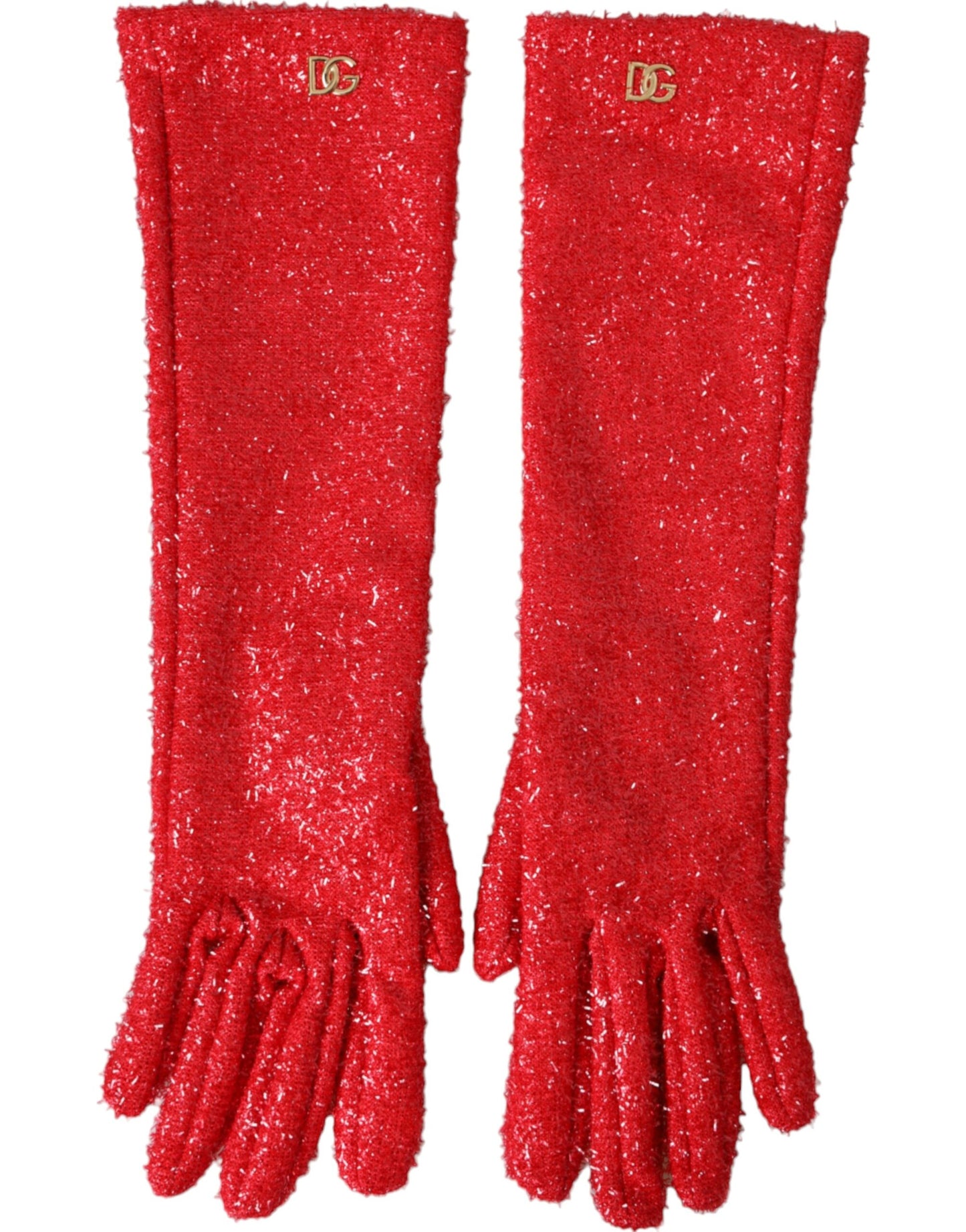 Gants mi-longs Dolce & Gabbana en lurex rouge Fantasia