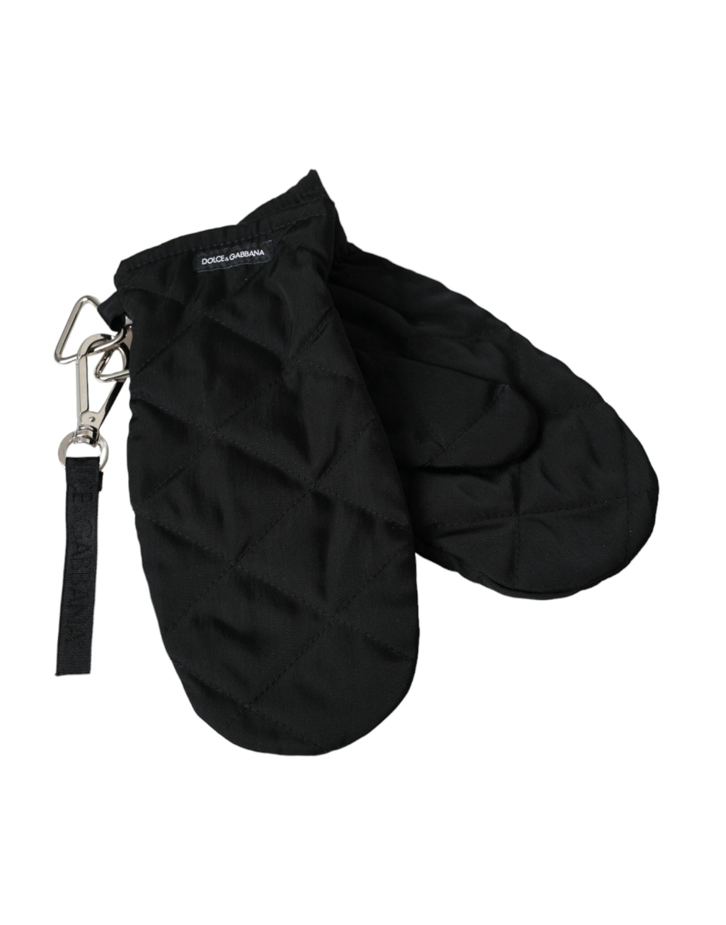 Gants mitaines en nylon matelassé noir Dolce & Gabbana