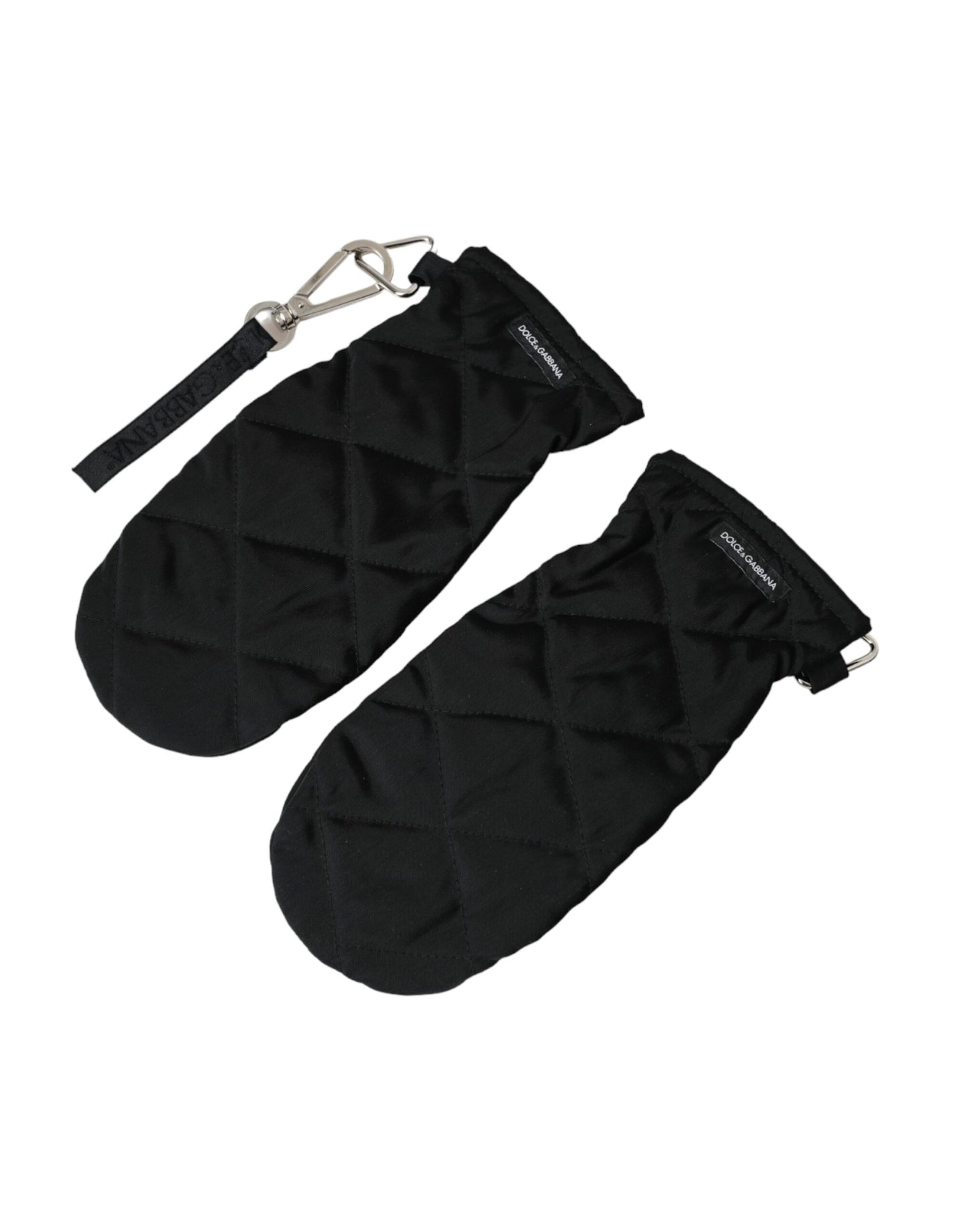 Gants mitaines en nylon matelassé noir Dolce & Gabbana