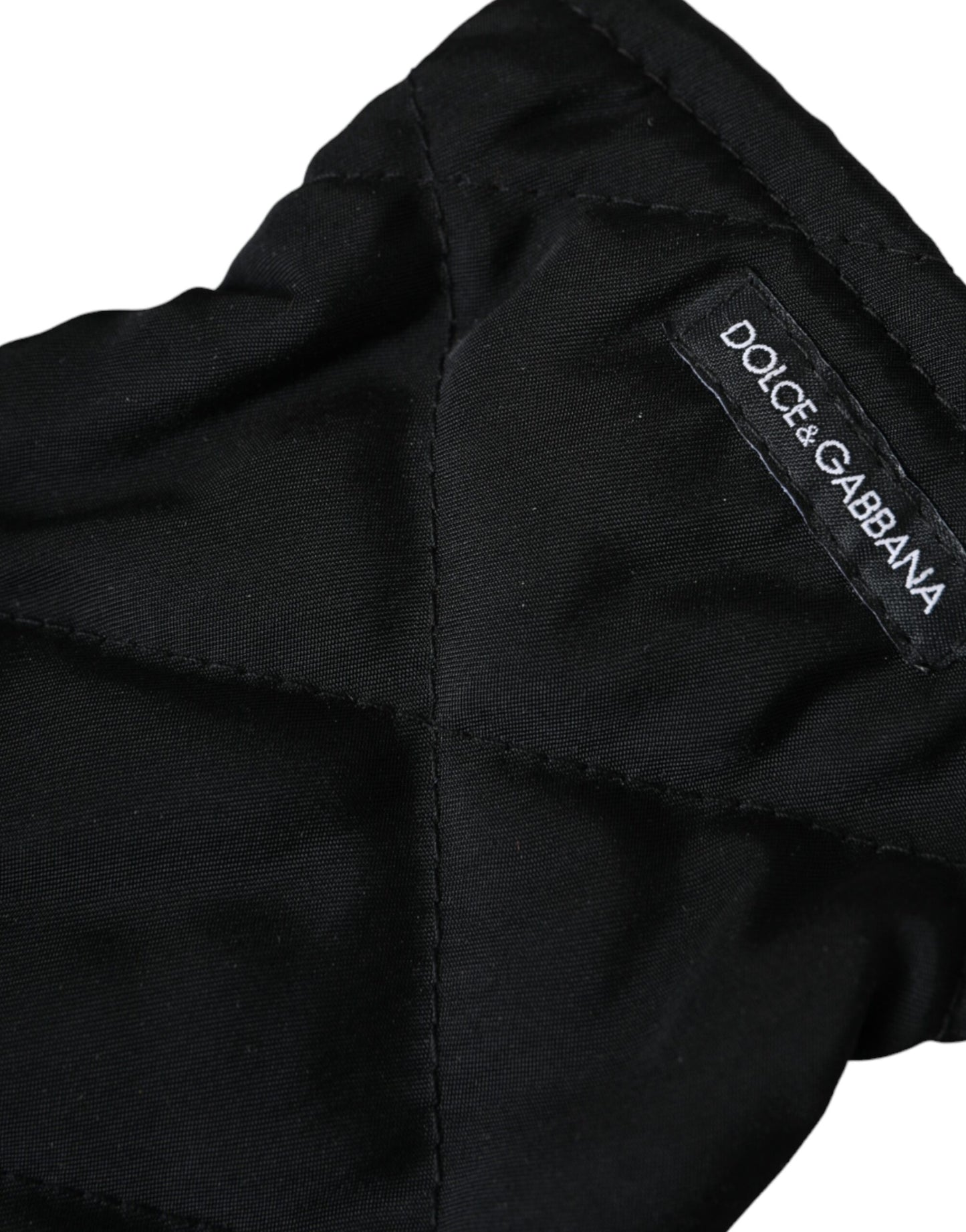 Gants mitaines en nylon matelassé noir Dolce & Gabbana
